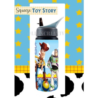 Garrafa de água de alumínio - coloque seu nome - Volta as aulas - squeeze - garrafinha de água - infantil - bico retrátil - meninos - Toy Story