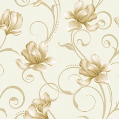 Papel De Parede Floral Ramalhete Bege e Marrom Para Quartos e Sala
