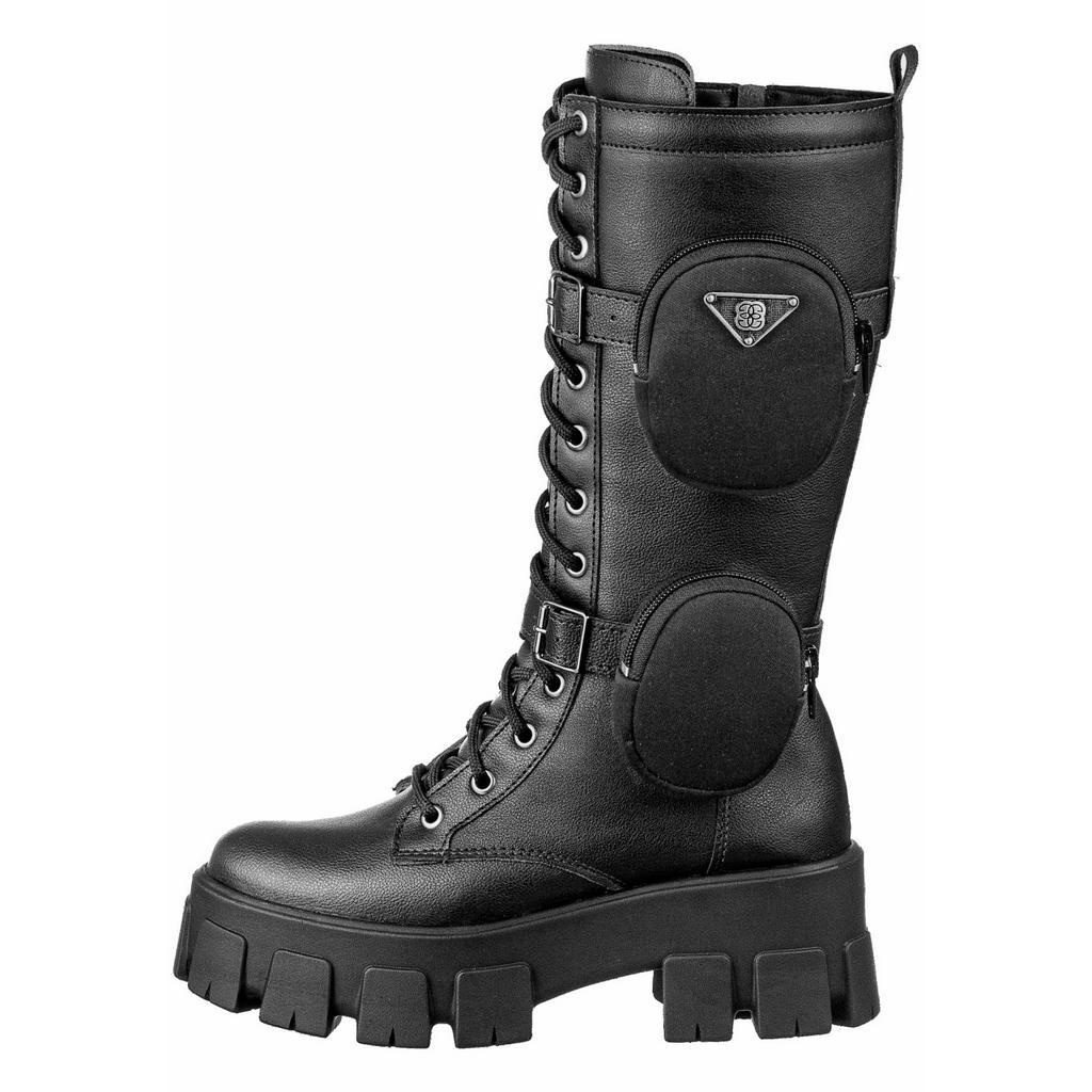 Detalhes do Bota Coturno GiGiL Feminina Militar Cano Longo Bolsinha