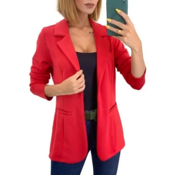 Blazer ,Neoprene Terninho, Casaco Alongado Moda