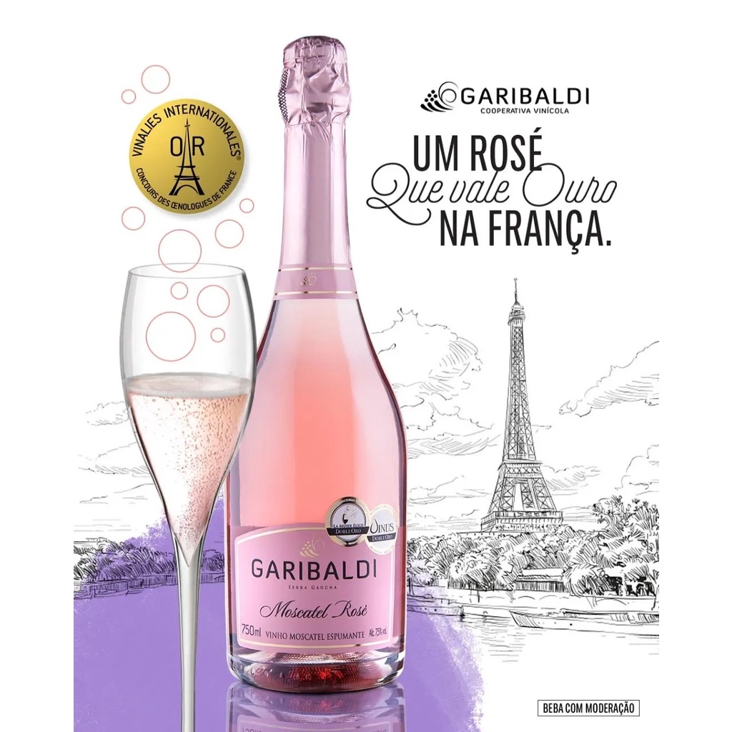 Espumante Moscatel Rosé Garibaldi Serra Gaúcha 750 ml em Oferta na Shopee