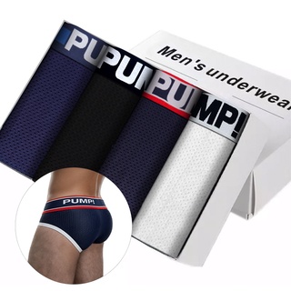 PUMP 4pcs alta qualidade sexy cueca masculina malha Respirável