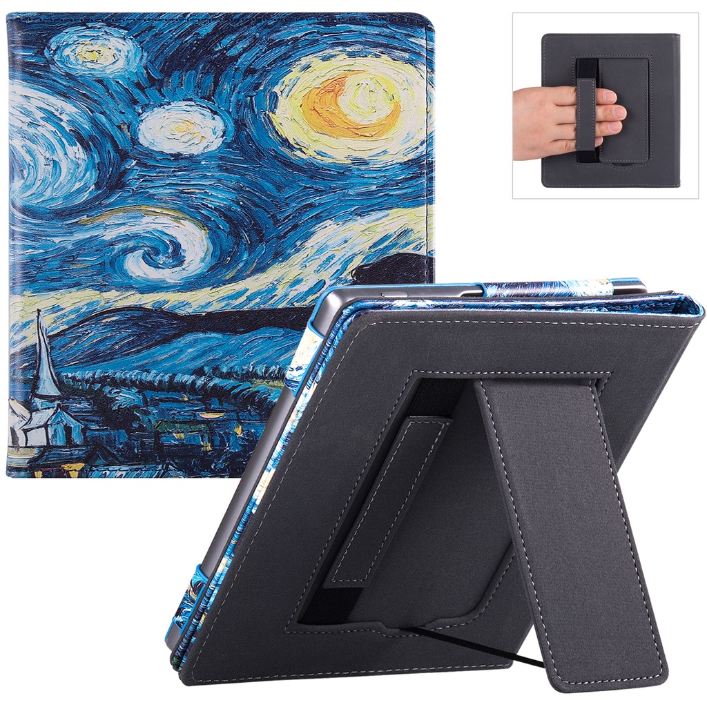 Stand Case Para Kindle Oasis (Encaixa 7 Polegada-9th Geração 2017 Lançamento E 10th 2019 Release)-Capa Manga De Couro PU Com Alça De Mão Auto Sleep/Wake