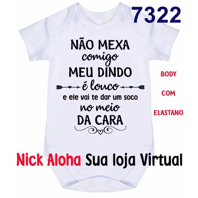 Body Bebê Dindo Não Mexa Comigo Meu Dindo É Louco Cód 7322 em Oferta na Shopee