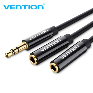 VENTION Headphone Splitter 3.5mm Audio Stereo Y Splitter Extension Cable Male to Dual Female Headphone Aux Jack Adapter em Oferta na Shopee