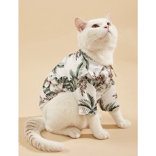Camisa pet Havaiana floral branca para gato e cachorro