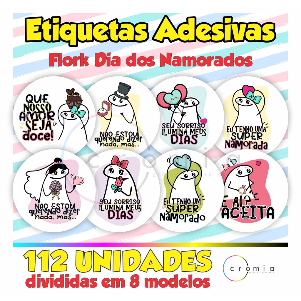 112 Etiquetas Adesivas Adesivas Dia Dos Namorados 4x4 Cm (flork Cake, Bento Cake)