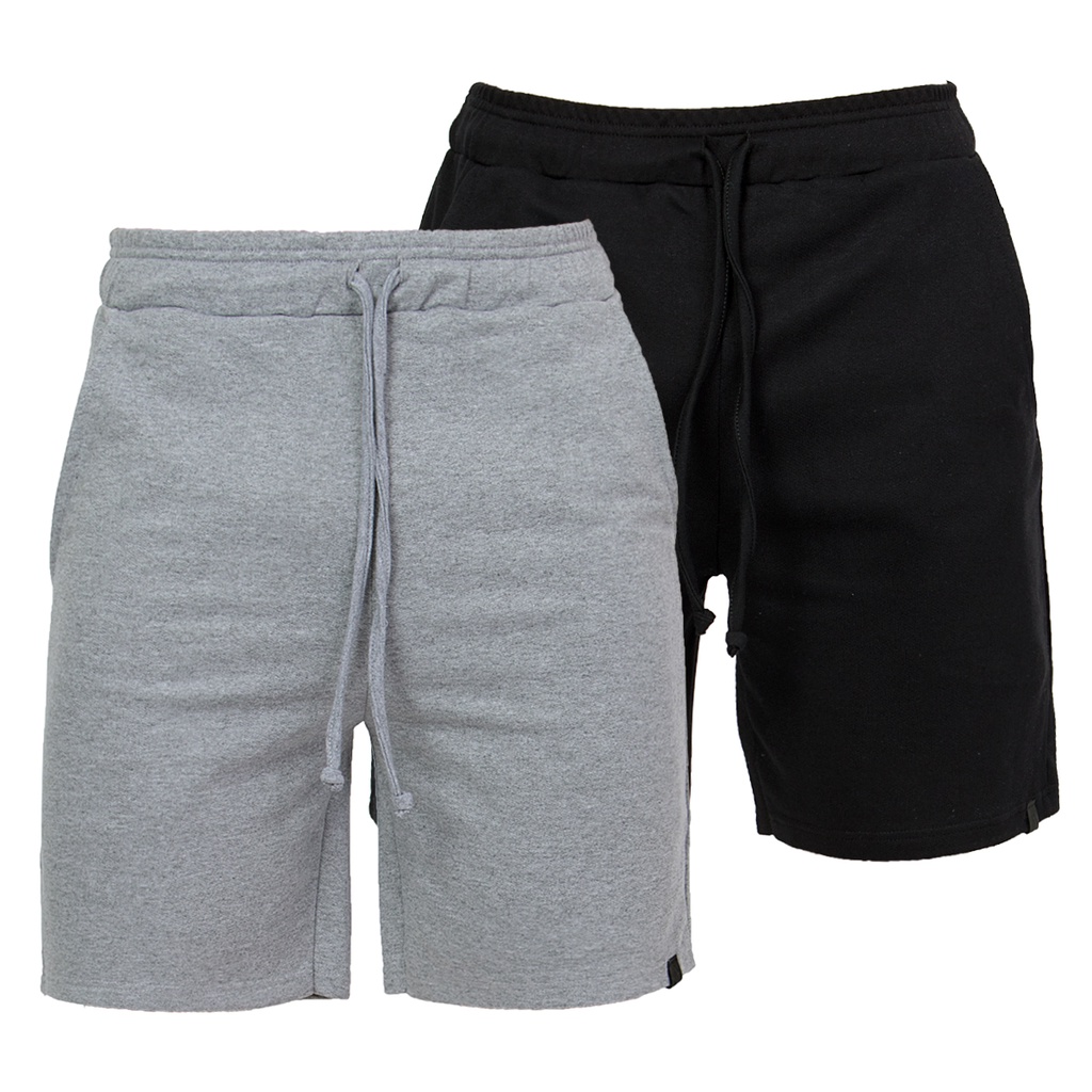 Kit 2 Bermudas Moletom Masculina Academia Casual Cordão Elástico Bolsos