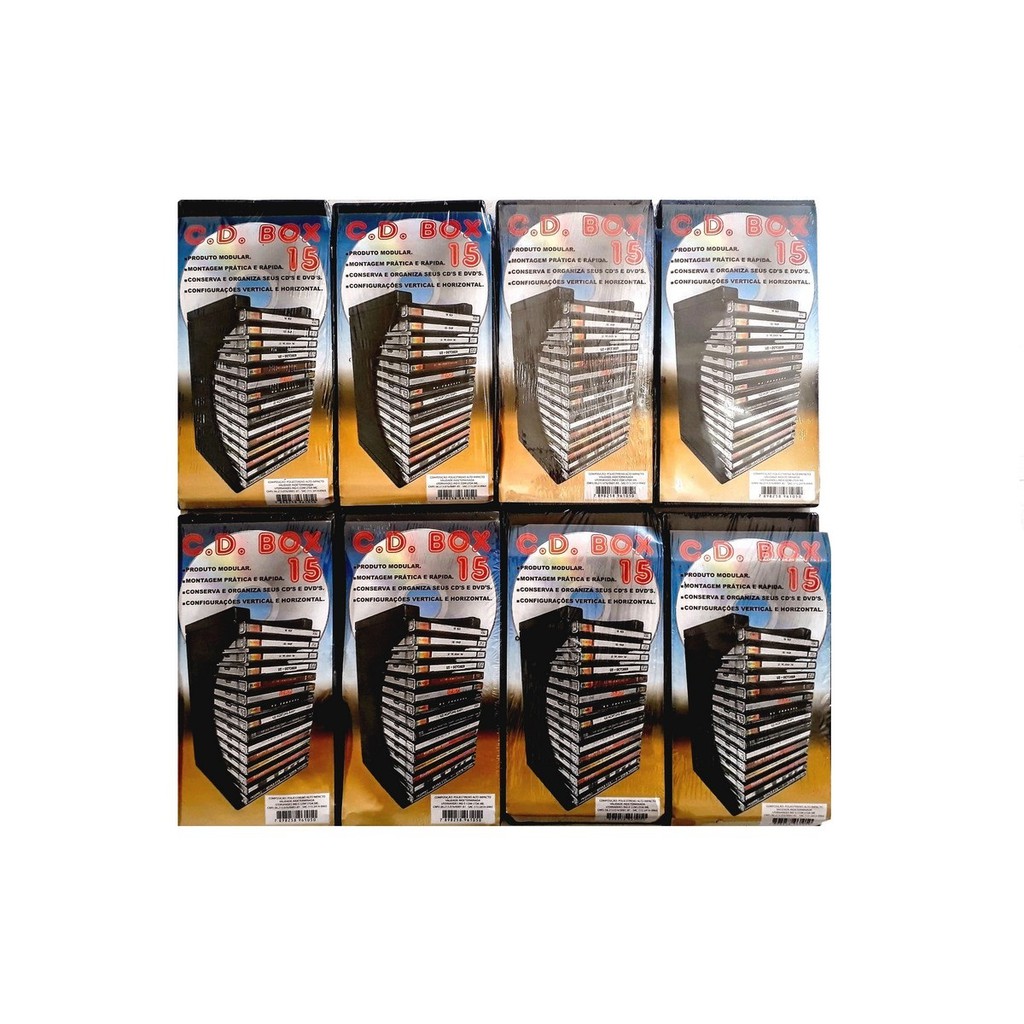Kit 8 Porta CDs - Box Modular para 15 CDs em Oferta na Shopee