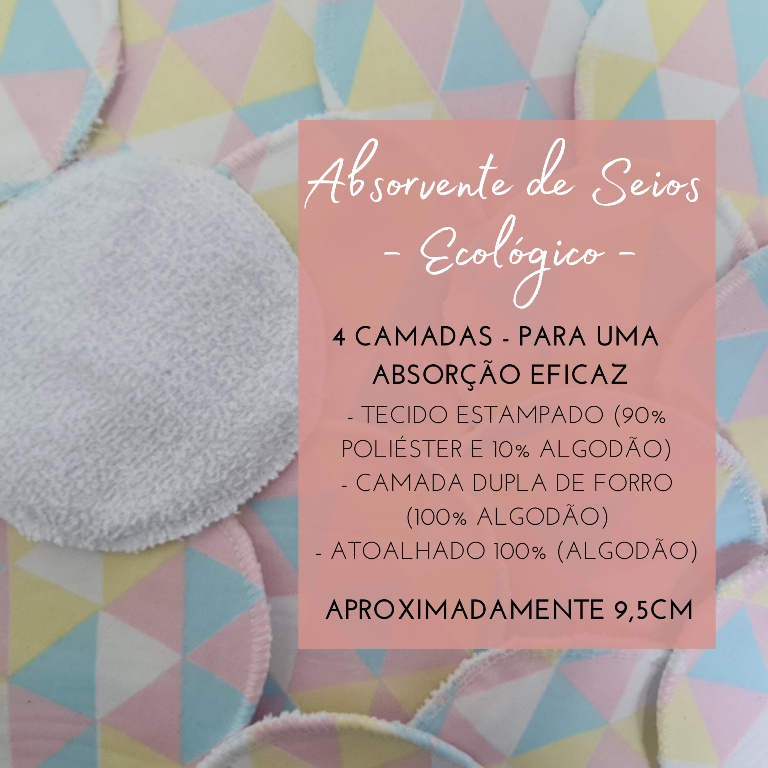 Par de Absorvente de Seios Ecológico Tecido Reutilizável