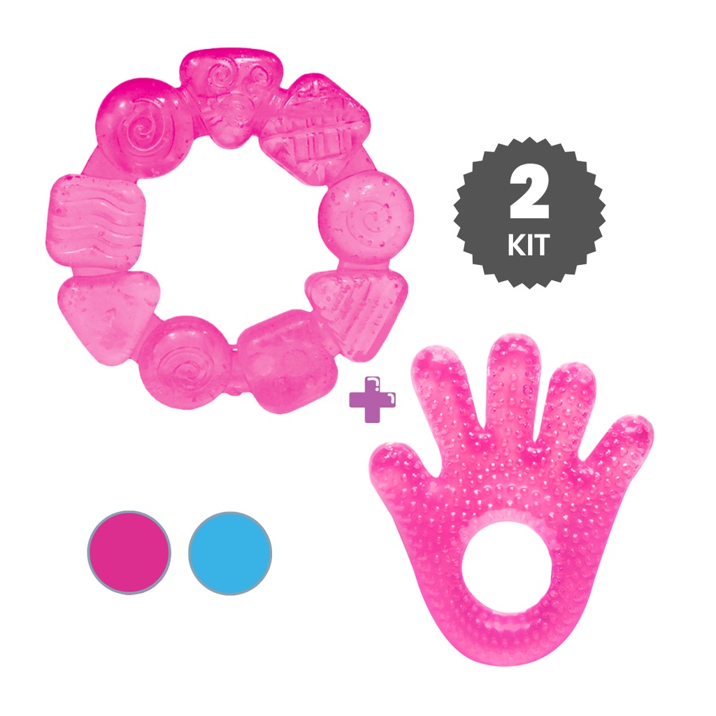 Kit com 2 Mordedor para Bebê Alivia Dor Na Gengiva Facil de Segurar Inmetro Dentição Gelado Mãozinha e Multiformas Buba em Oferta na Shopee