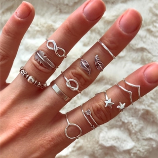 Conjunto Com 12 Unidades De Anéis Vintage De Prate