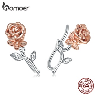 Brincos Bamoer 925 Prata Rosa Orelha Pinos Moda Joia Para Mulheres Presente Meninas
