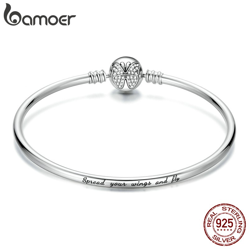 Bamoer Pulseira De Prata 925 Com Fecho De Borboleta Moda Jóias Presentes Para Mulheres Bsb084 em Oferta na Shopee