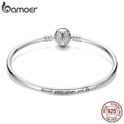 Bamoer Pulseira De Prata 925 Com Fecho De Borboleta Moda Jóias Presentes Para Mulheres Bsb084