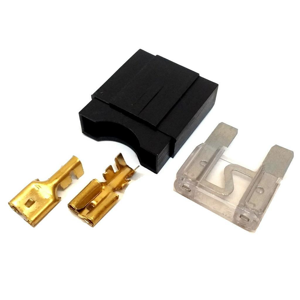 Kit 10 Porta Fusível Lamina Max e 10 Fusíveis Lâmina Max 80 Amperes Sistema Elétrico Som Automotivo Grande