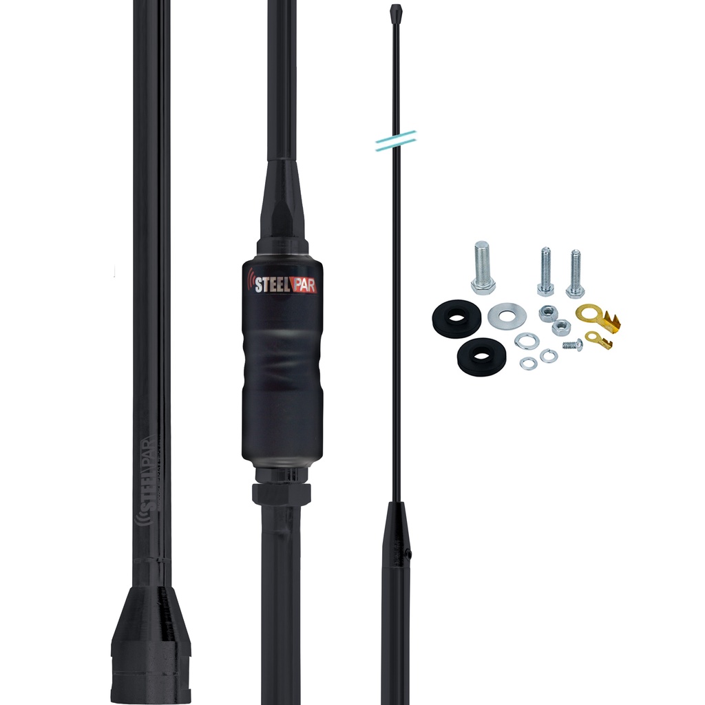 Antena Móvel Base Embutida Black Viuva Negra Caminhão Radio Amador Px Argentina Inox 1,63 metros Steelpar
