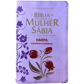 Bíblia de Estudo da Mulher Sábia | ARC | Harpa Avivada | Capa Rosas Lilas em Oferta na Shopee