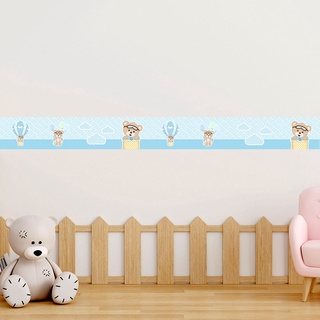 Faixa Decorativa Papel De Parede Ursinho Baloero Infantil Bebê 1m x 10cm