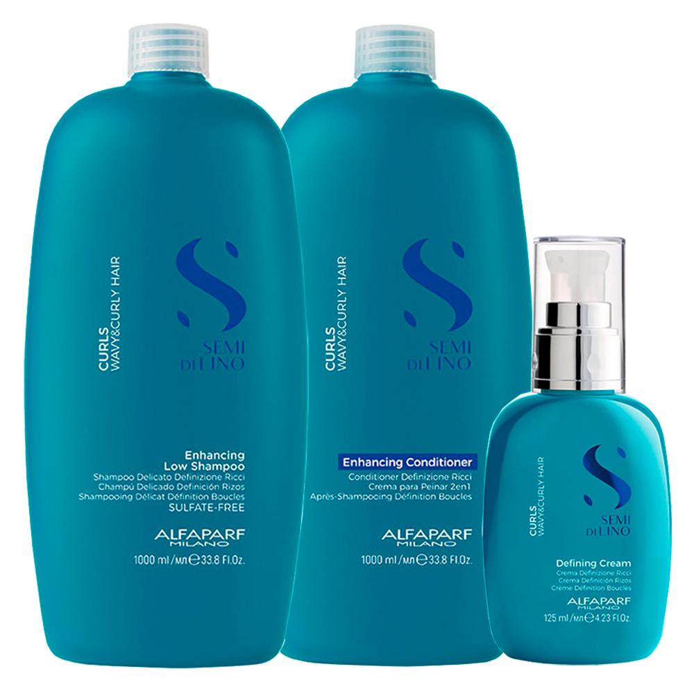 Kit Alfaparf SDL Curls - Sh 1000ml+Cond 1000ml+Creme 125ml
