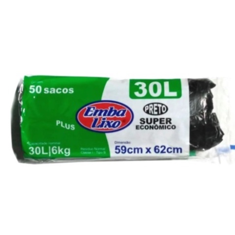 Saco De Lixo Embalixo 30 Litros Super Econômico 50 Unidades
