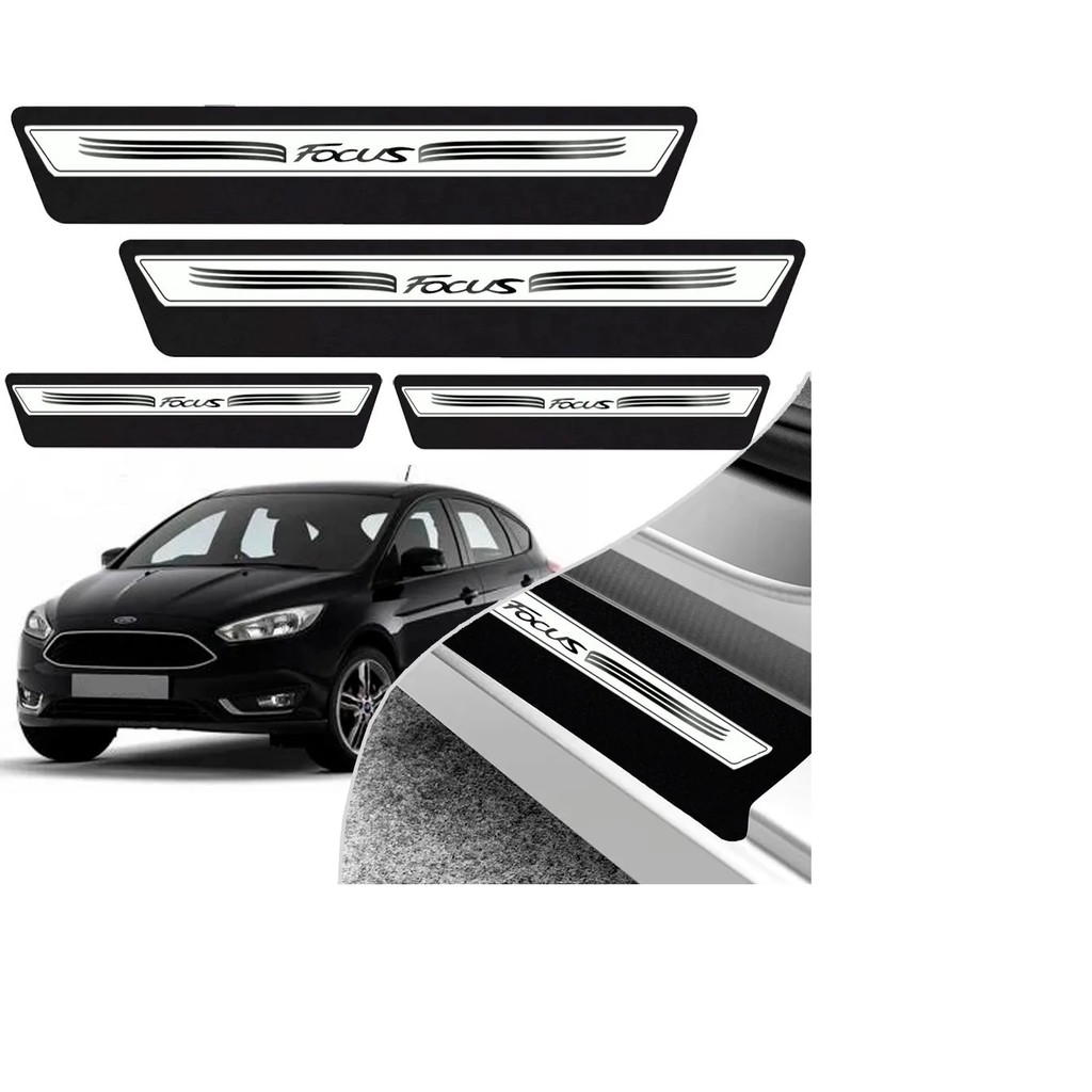 Kit 8 Peças Soleira Adesivo Porta Ford Focus 2009 2010 2011 2012 2013 2014 2015 2016 2017 2018 2019 - Prata Imperdível !!!! !!! Aproveite!