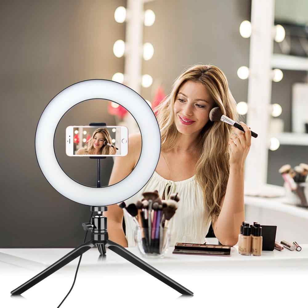 Ring Light Led Mesa Iluminador Pequena Tripé 6 Polegada 16cm + Suporte para  Celular | Shopee Brasil