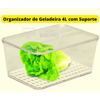 Organizador De Geladeira Com Tampa 4L Porta Frutas Verduras Legumes