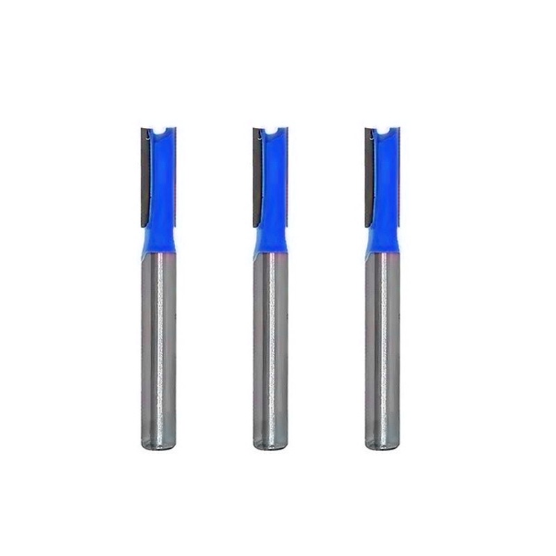 Kit 3 Fresas Retas 6mm 2 Dentes de Metal Duro para Tupia
