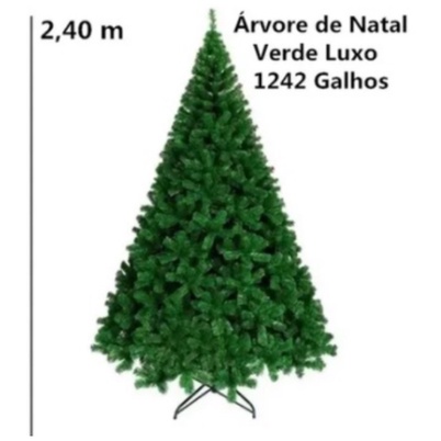 Árvore De Natal Pinheiro Verde Luxo 2,40m 1242 Galhos Código: A0724H |  Shopee Brasil