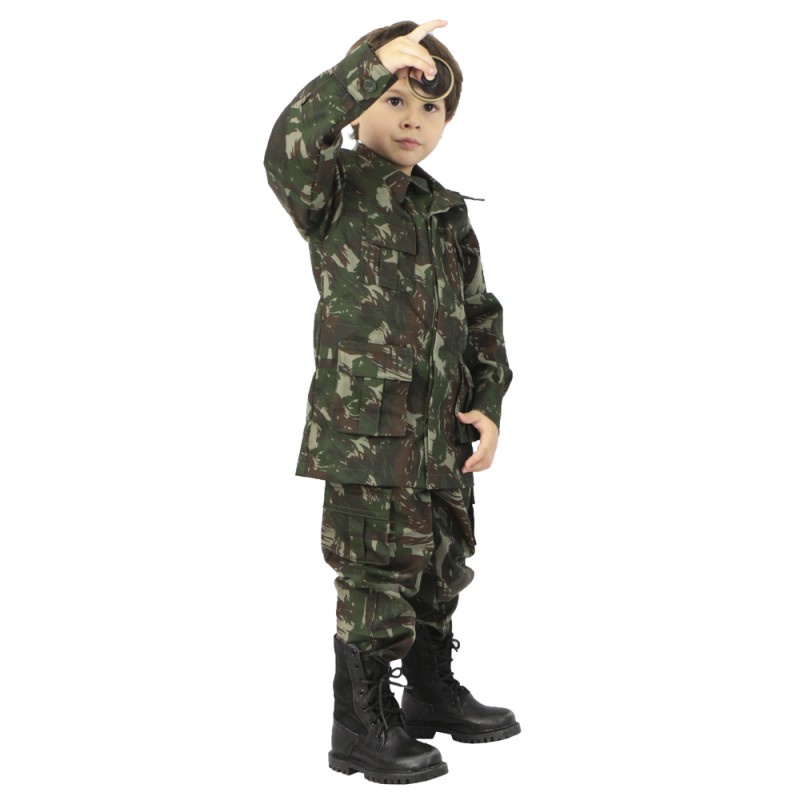 Farda Infantil Militar (Calça + Gandola) Tática Camuflada EB Exército
