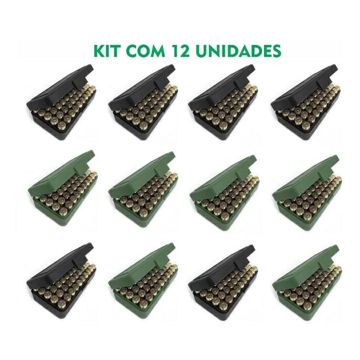 Kit Com 12 Estojo Porta Munição Bélica .40 - 7,65 9mm 380