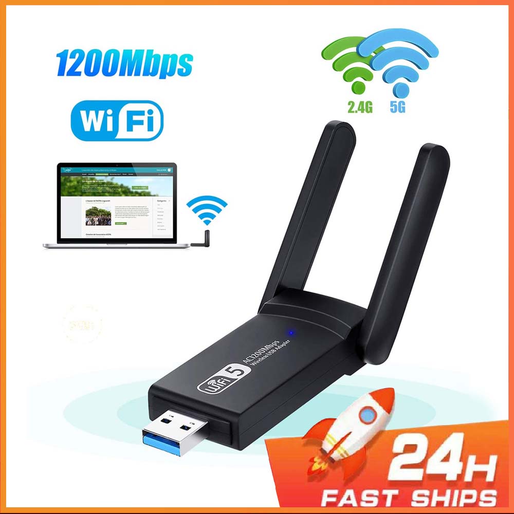 Adaptador usb sem fio 1200mbps wifi dongle dual band 2 4g 5g hz