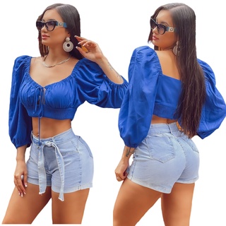 Short Jeans Feminino Cintura Alta Com Levanta Bumbum E Lycra Shortinho Jeans Hot Pants