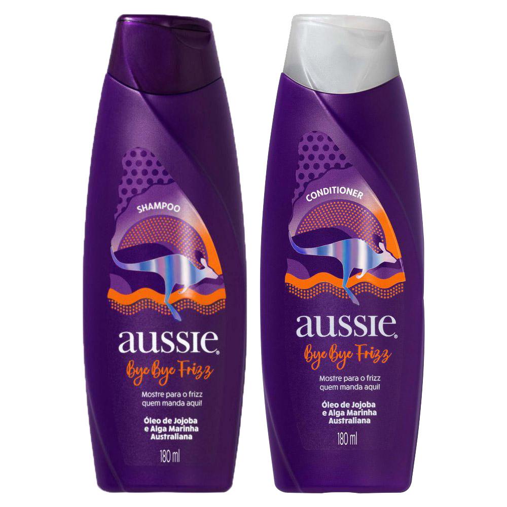 Kit Aussie Bye Bye Frizz Maciez e Brilho 180ml: Shampoo + Condicionador em Oferta na Shopee
