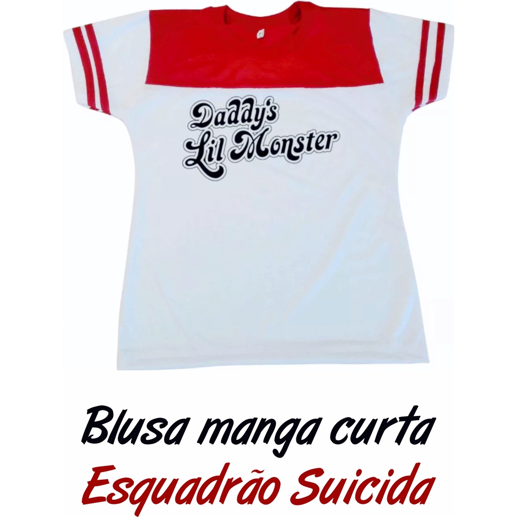 Blusa Alerquina Daddys Lil Monster Esquadrão Suicida manga curta