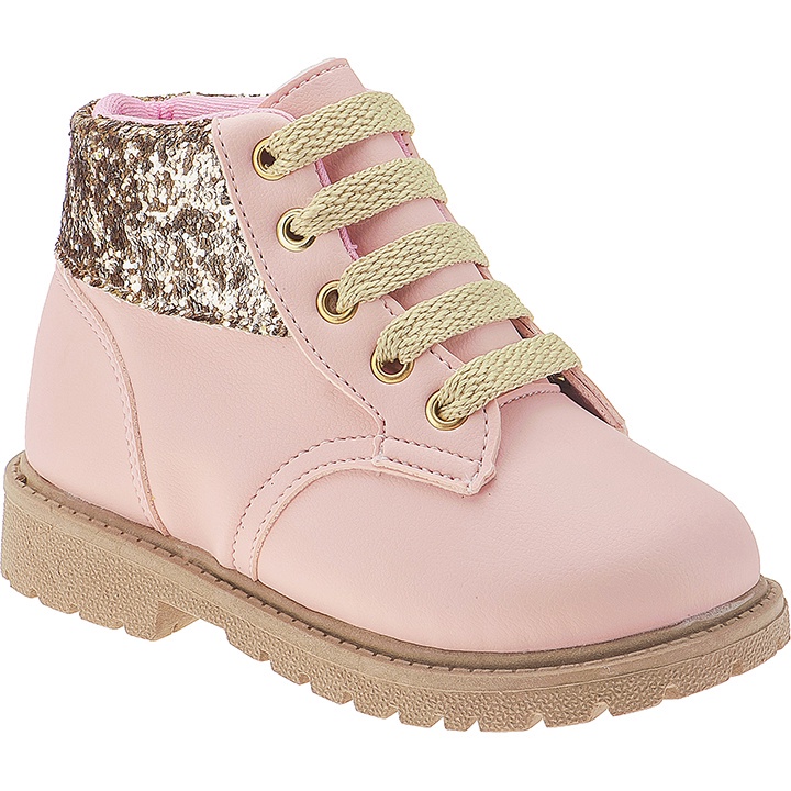 Coturno botinha com cadarço feminino infantil com cano médio