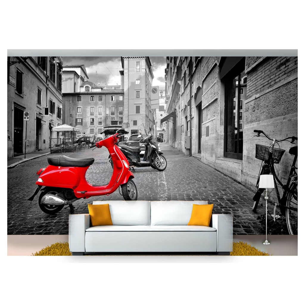 papel de parede Cidade antiga europa vespa 3D m² NCD199