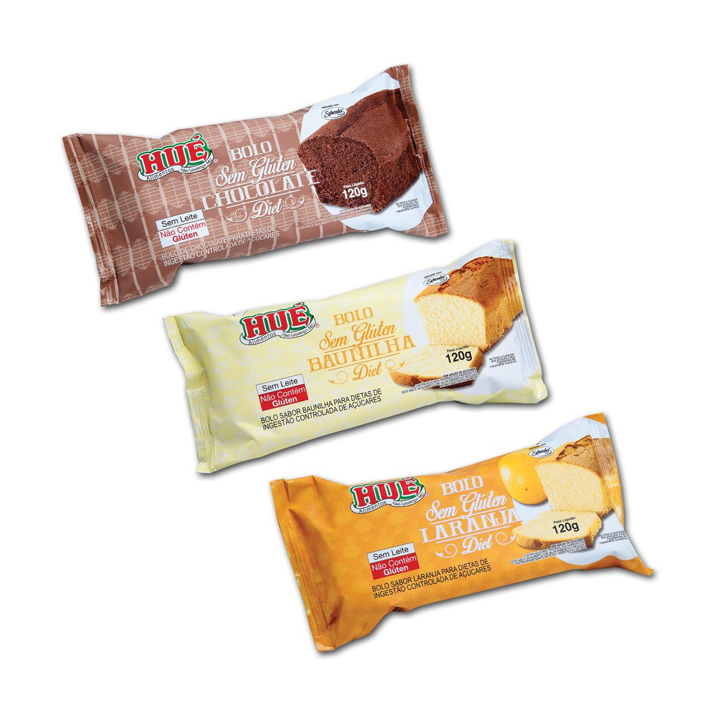 Kit Bolo Sem Glúten Sem Lactose Zero Hué Sem Adição de Açúcares 120g com 3 unidades em Oferta na Shopee