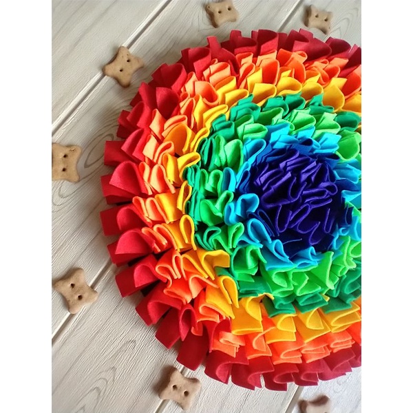 Tapete de atividade interativa para pets comedouro lento arco iris