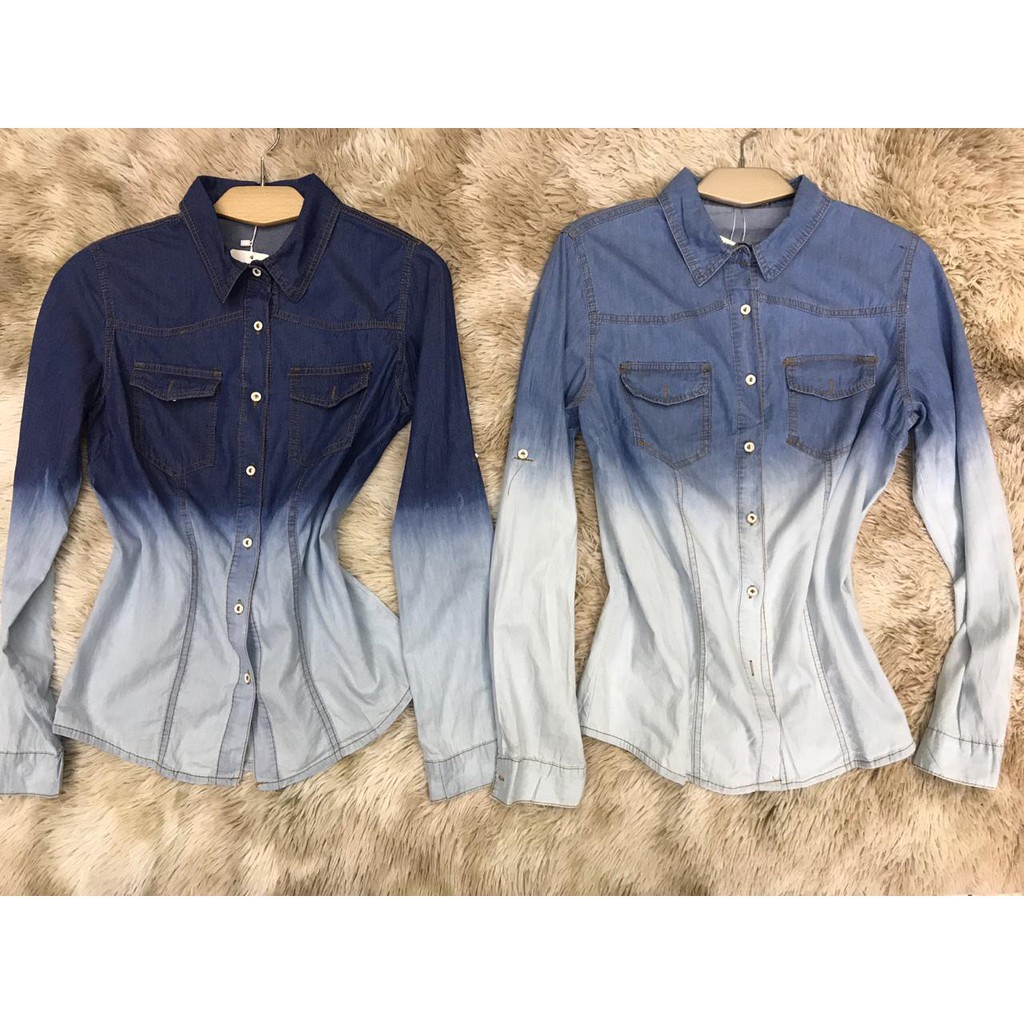 camisa jeans feminina degrade