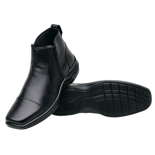 Bota Masculina Butina Antistress Ortopédica Botina Couro Legitimo Zíper Confortável Promoção - 7030