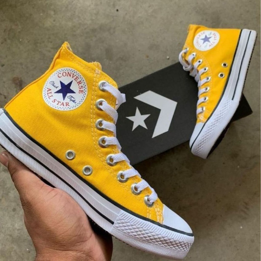 Bota All Star Amarelo Feminino E Masculino Ao Varias Cores Couro E Tecido Shopee Brasil