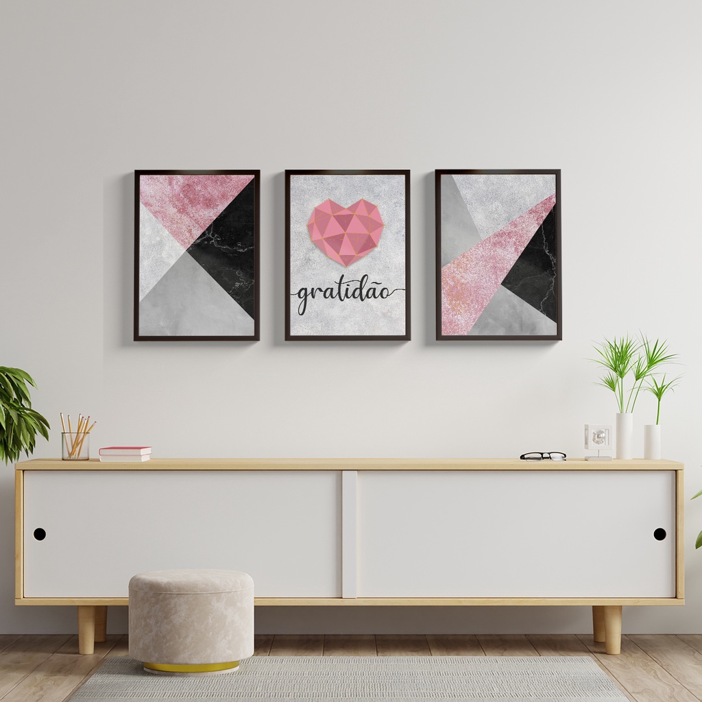 Kit 3 Quadros Decorativos 40X60 Com Moldura
