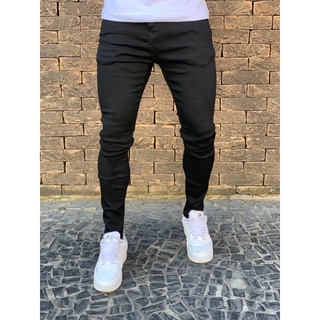 Calça Preta Masculina Skinny Com Elastano