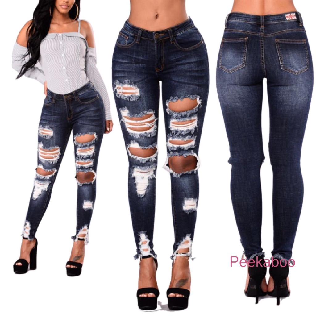 calça jeans rasgada feminina