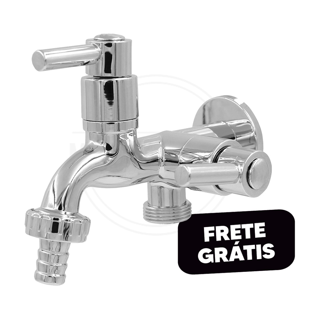 Torneira Tanque Maquina Lavar 2 Saídas Abs Cromado 1/4v FRETE GRATIS