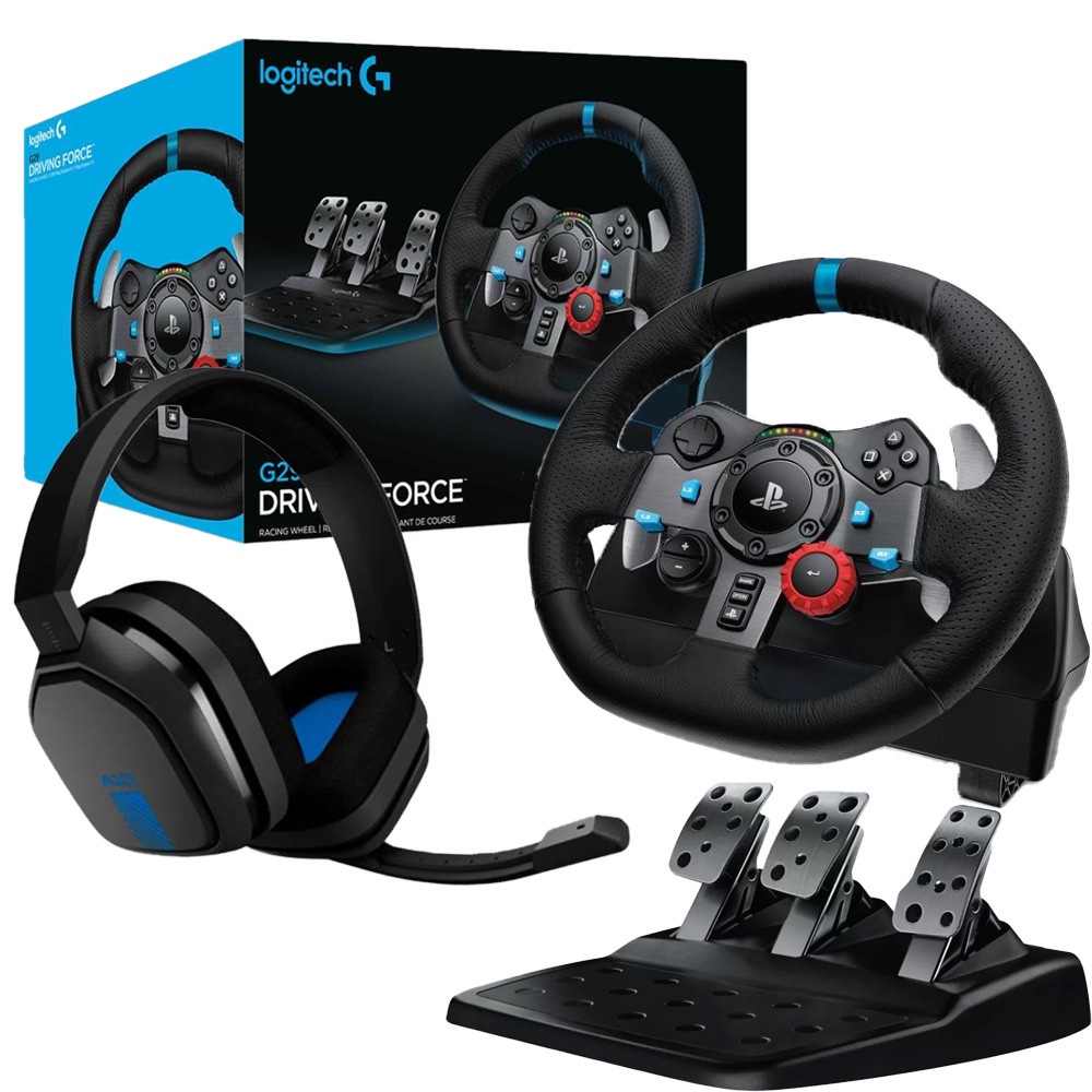 Kit Volante Logitech G29 Driving Force + Headset ASTRO Gaming A10 - PS5, PS4, PS3 e PC