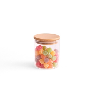 Pote De Vidro De Mantimentos 400ml C/ Tampa De Bambu Oikos