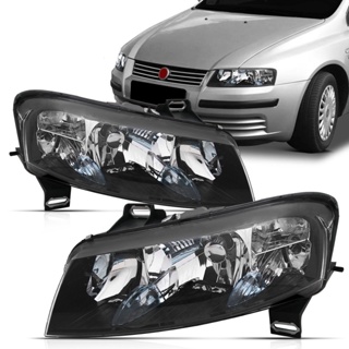 Par Farol Stilo 2002 2003 2004 2005 2006 2007 2008 Foco Duplo Plug Quadrado Máscara Negra em Oferta na Shopee